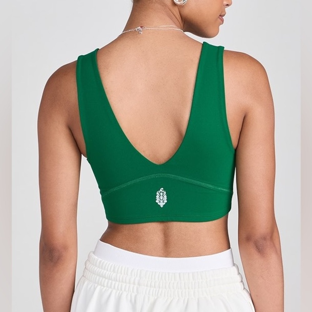 FP MOVEMENT NEVER BETTER HEATHER CROP Royal Green BY FREE PEOPLE RUN TOP NEW $58 - Picture 2 of 8